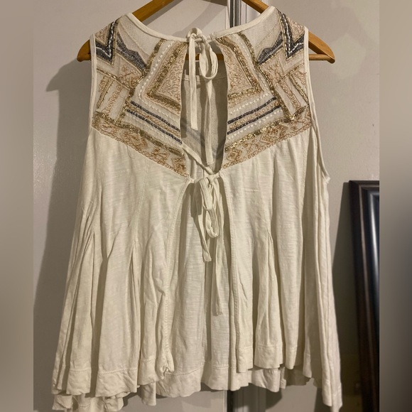 Free People Embroidered Tie Cutout Back Tank - Picture 3 of 7